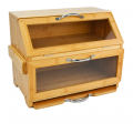 Wholesale High Quality Wood Bamboo Bread Boxes with Cutting Board Lid Easy-opening Food Storage Container