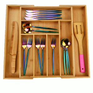 Organizzatore di accessori da cucina espandibile in bambù regolabile da cucina organizzatore per vassoio portaoggetti per utensili