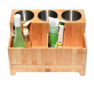 Wholesale New arrival Wall Mounted Motorized Multifunction Bamboo Wood Set Of 2 Hair Tool Organizer Larger Storage Space