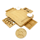 Premium Bamboo Cheese Cutting Board Set - Wood Charcuterie Board Set and Cheese Serving Platter with Drawer for Gift