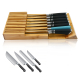 YOULIKE In-drawer Universal Wood Knife Display Stand Bamboo Magnetic Knife Block Set Holder Kitchen Drawer Organizer