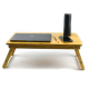 Adjustable Bamboo Laptop Desk Breakfast Serving Bed Tray with Tilting Top Drawer for Surfing Reading Writing