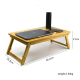 Adjustable Bamboo Laptop Desk Breakfast Serving Bed Tray with Tilting Top Drawer for Surfing Reading Writing