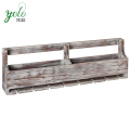 Wholesale Rustic Wood  Distressed Gray Barnwood Wall Mounted Wine Rack,  Stemware Display Shelf