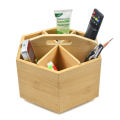 Bamboo Wood Revolving Stationery Organiser Desk Tidy