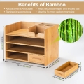 Wooden Schreibtisch  Desk Organizer 4 Tier Bamboo Desktop Organizer Durable Wood Table Top Storage for Pencils