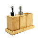 Bamboo Bath Organizer Accessories Set with Storage Drawer