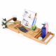 Bamboo Bathtub Shower Bath Caddy Tray with Free Soap Dish, Expandable Bath Tub Table Caddy for Luxury Bath