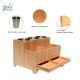 Wholesale New arrival Wall Mounted Motorized Multifunction Bamboo Wood Set Of 2 Hair Tool Organizer Larger Storage Space