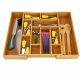 Bamboo Drawer Organizer with Removable Divider Long Lasting and Durable Wooden Cutlery Tray