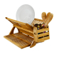 Wooden Dish Drying Holder Bamboo Plate Drainer 3 Tier Collapsible Dish Rack with Utensil Holder for Kitchen Counter