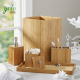 Eco-friendly Bamboo 5 Piece Bath & Vanity Set, Waste Bin, Soap/Lotion Dispenser, Cotton Box, Hand Towel Tray, Toothbrush H