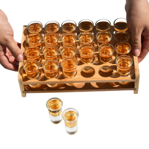 Youlike 2022 Amazon Hot Sale Single Wooden Bamboo Cup Shot Glass  Holder Rack For Shot Glass