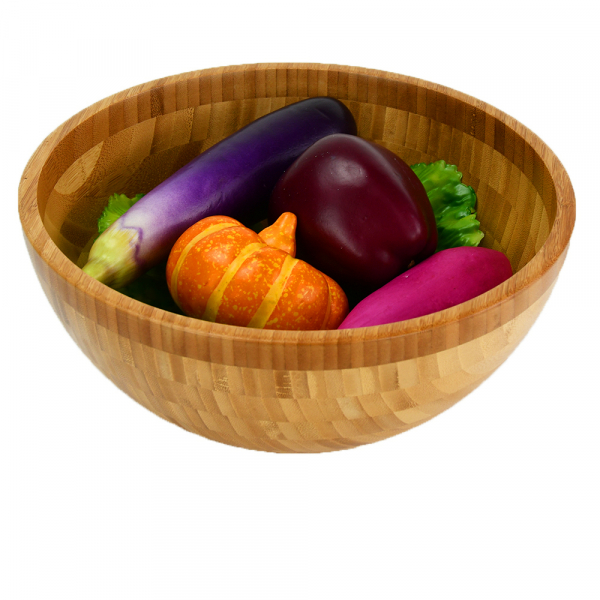 Manufacturer Wholesale Bamboo Wooden Hand Made Polished Organic Round Fruit Noodle Salad Bowl