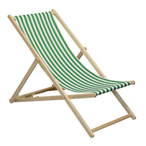 High Quality Adjustable Outdoor Wooden Frame Lounge Bamboo Wood Folding Beach Deck Chair with Stripe Fabric