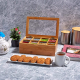 Custom Tea Bag Storage Organizer Bamboo Pantry Tea Organizer with Clear Window top