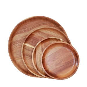 Good Quality New Design Heart Shaped Bamboo Tray Acacia Wood Food Dry Fruit Serving Plate