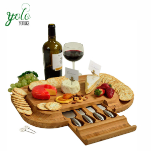 Nature Original Large Bamboo Cheese Cutting Board With Stainless Knife Set