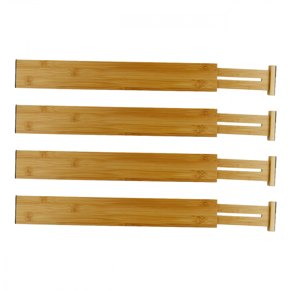 Extendable Bamboo Cutlery Drawer Divider Organizer Set of 4 Kitchen Utensil Separators Organization Wooden Dividing Strips