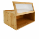 Large Capacity Bamboo Bread Storage Container Farmhouse Bread Box with Window Bread Holder for Kitchen Counter