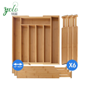 Kitchen Bamboo Utensil And Cutlery Drawer Organizer With 6 Bamboo Kitchen Drawer Dividers