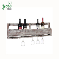 Wholesale Rustic Wood  Distressed Gray Barnwood Wall Mounted Wine Rack,  Stemware Display Shelf