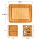 Bamboo Cheese Board Meat Charcuterie Platter Serving Tray With Two Hidden Slide out Drawers & 4 Pieces of Tableware