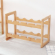 Wine Rack Free Standing 8 Bottle Holder 2 Tier Bamboo Countertop Cabinet Bottle Storage Shelf for Kitchen,Bar, Pantry